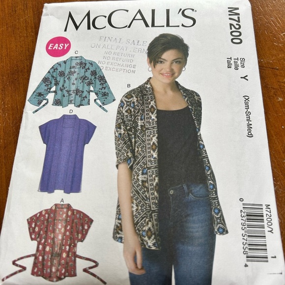 McCall's M7200 Sewing Pattern small - small - medium- - Picture 7 of 8